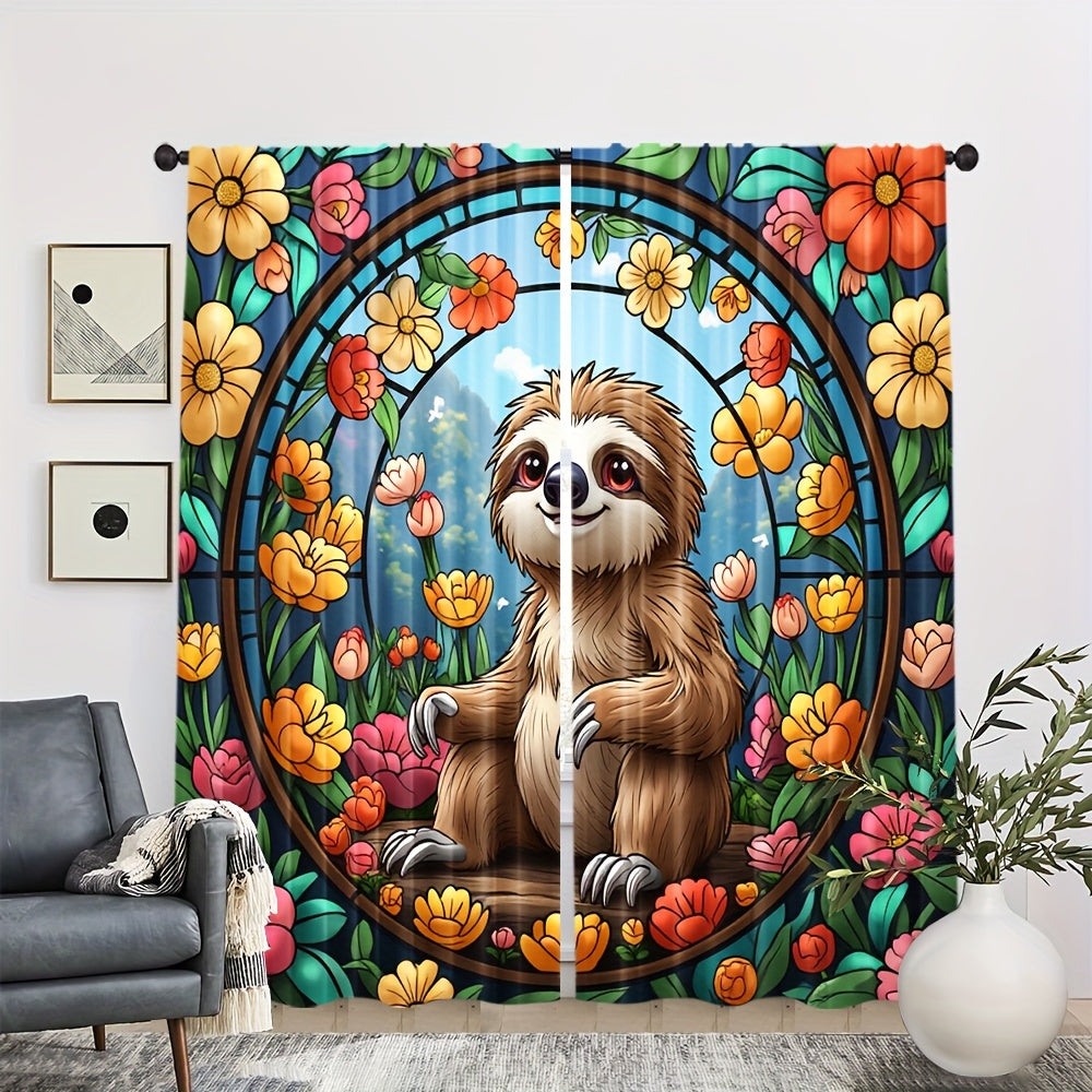 Sloth-Themed Light Filtering Curtains