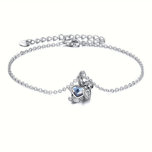 Sloth Heart Sterling Silver Bracelet