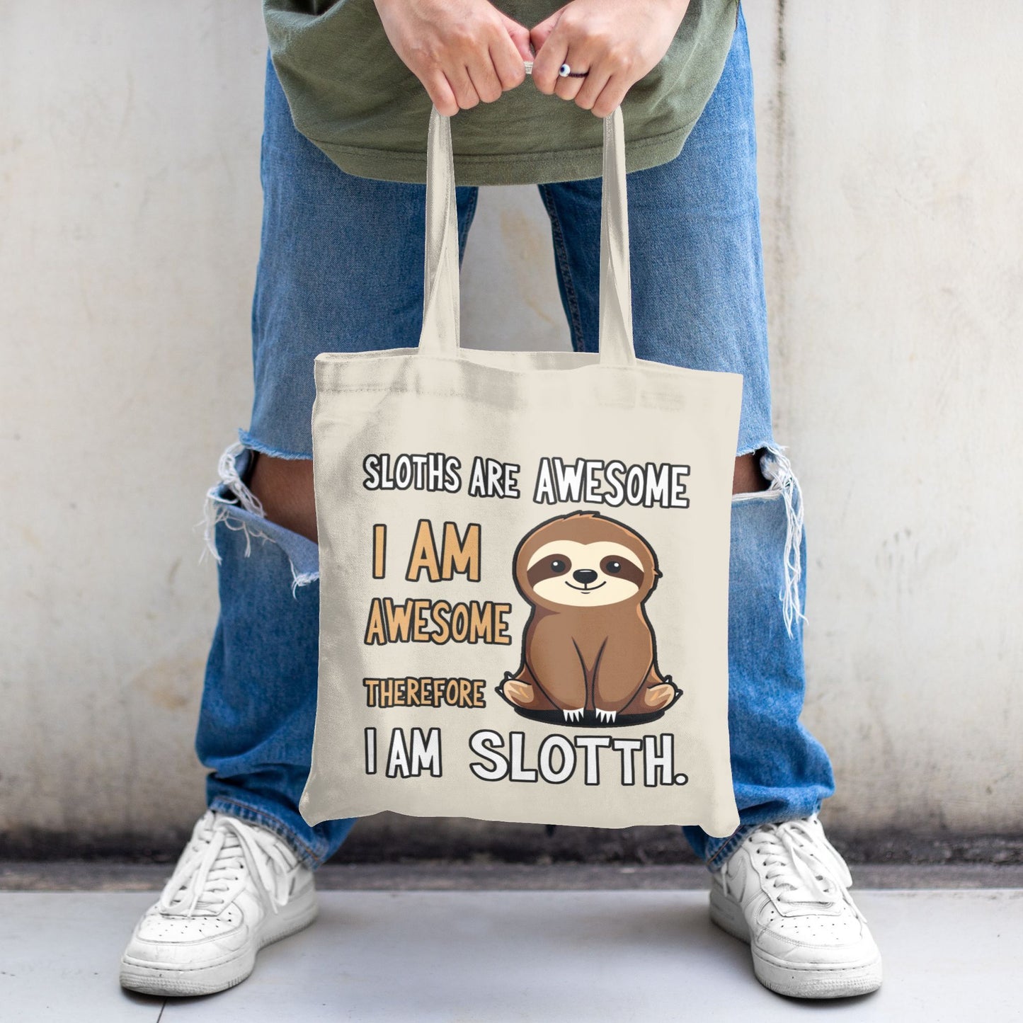 I Am Awesome Sloth Canvas Tote Bag