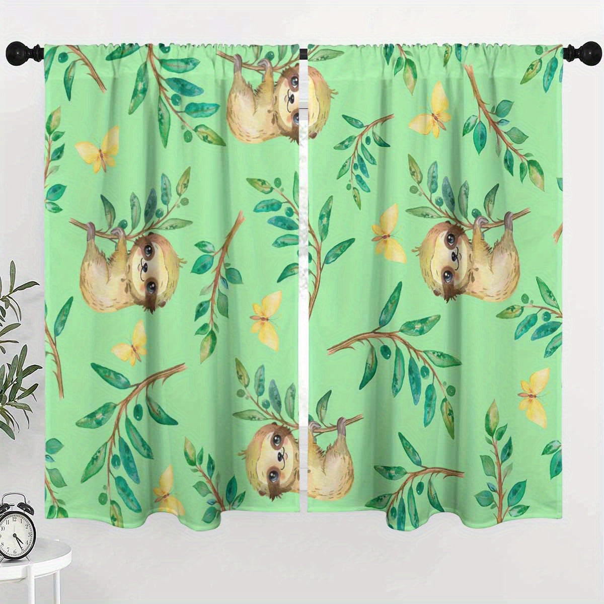 Baby Sloth & Leaves Curtains