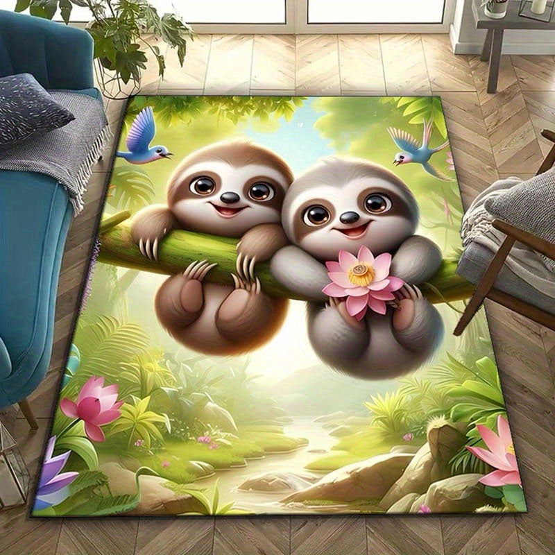 Two Baby Sloths Design On Rug