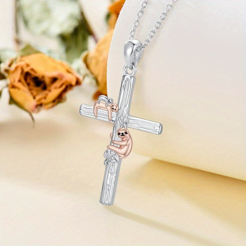 Cross Sloth Necklace