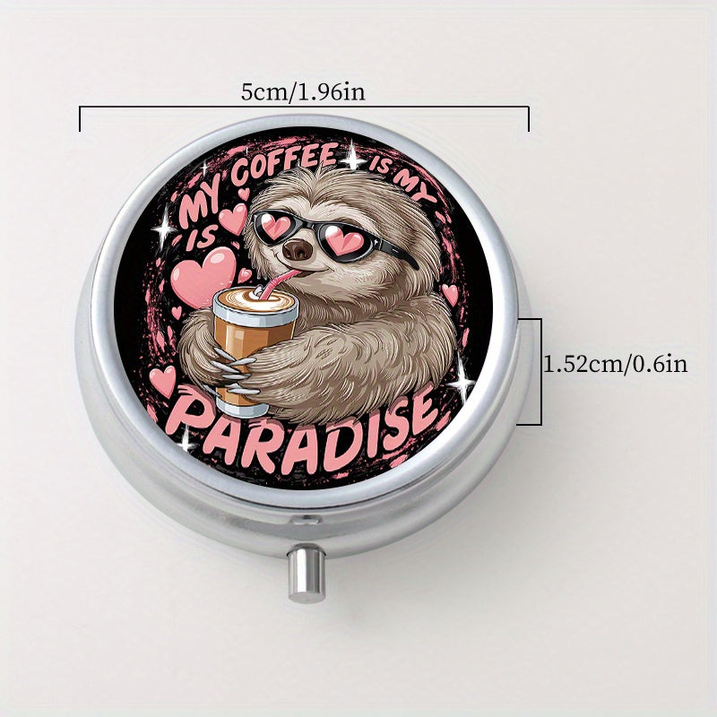 My Coffee Is My Paradise Sloth Round Box