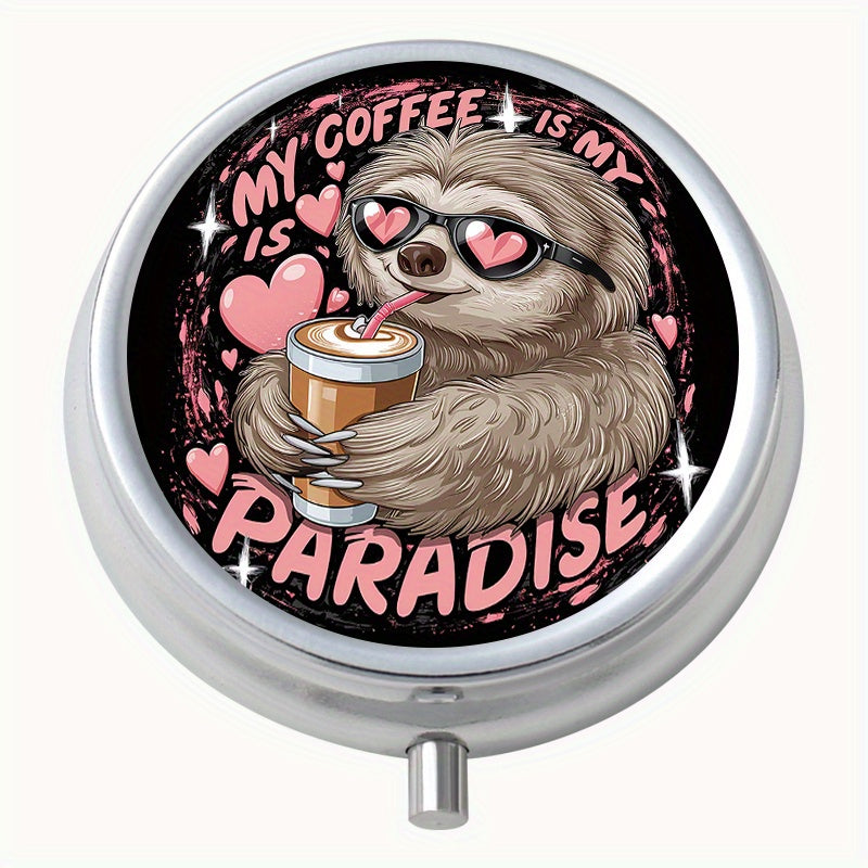 My Coffee Is My Paradise Sloth Round Box
