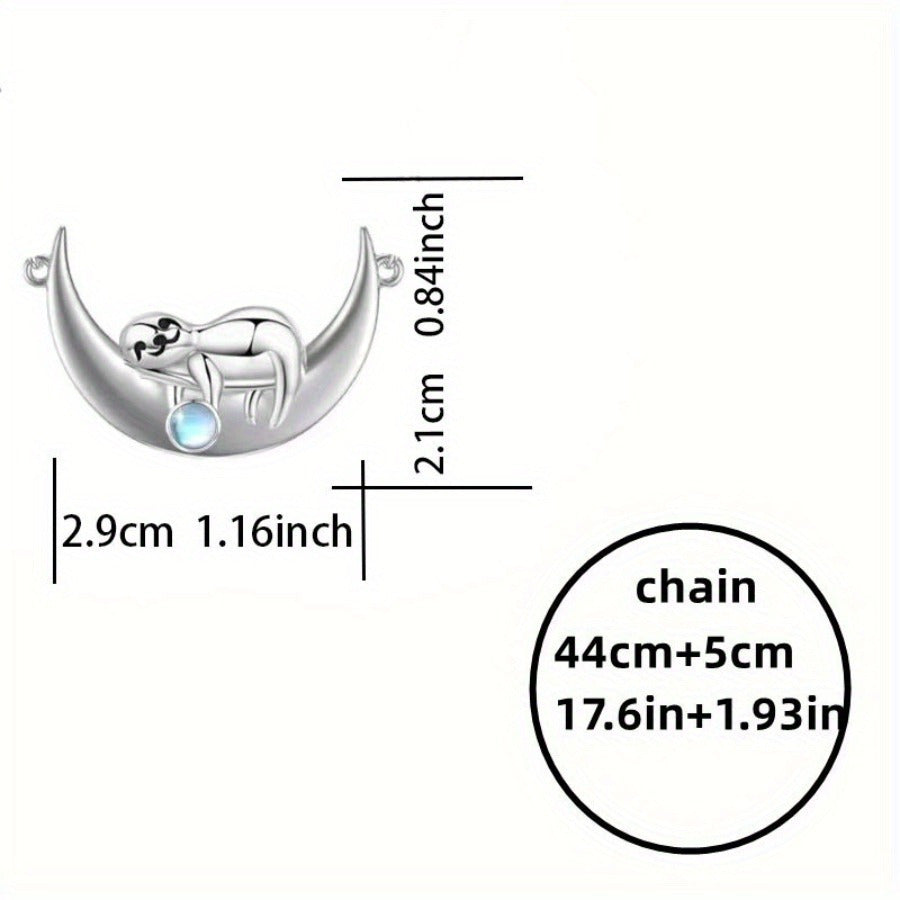 Sloth on Moon Necklace