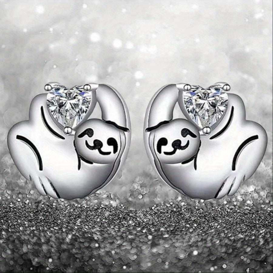 Sloth Heart Stud Earrings