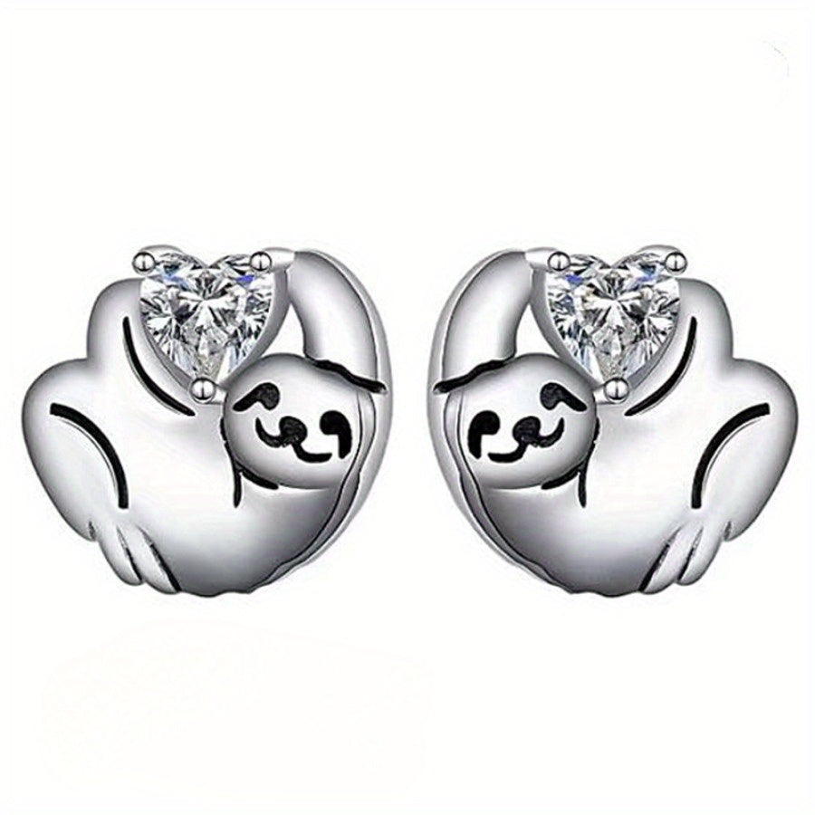 Sloth Heart Stud Earrings