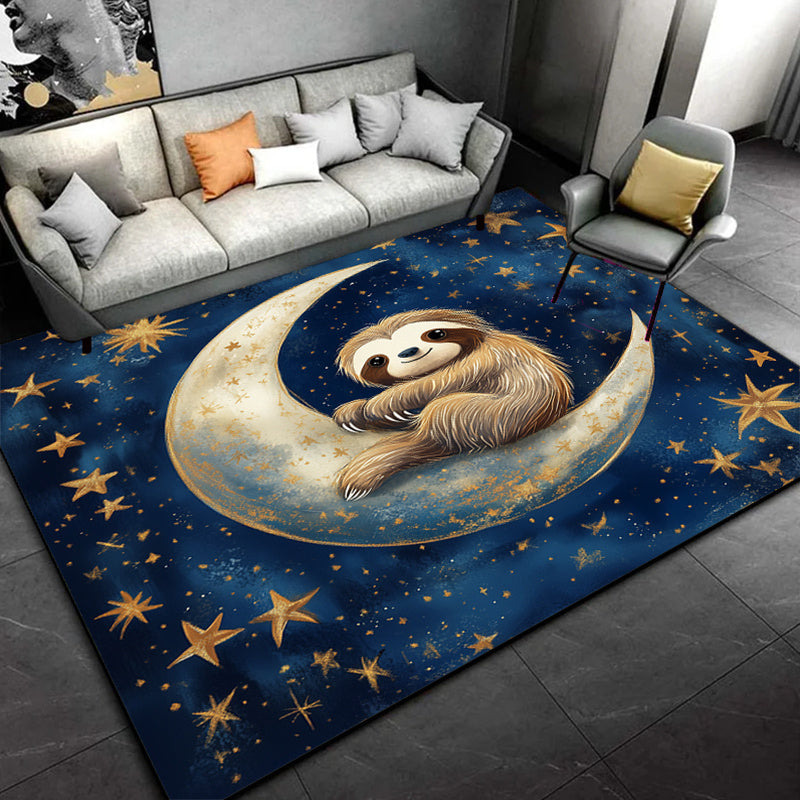 Sloth on the Moon Starry Sky Rug