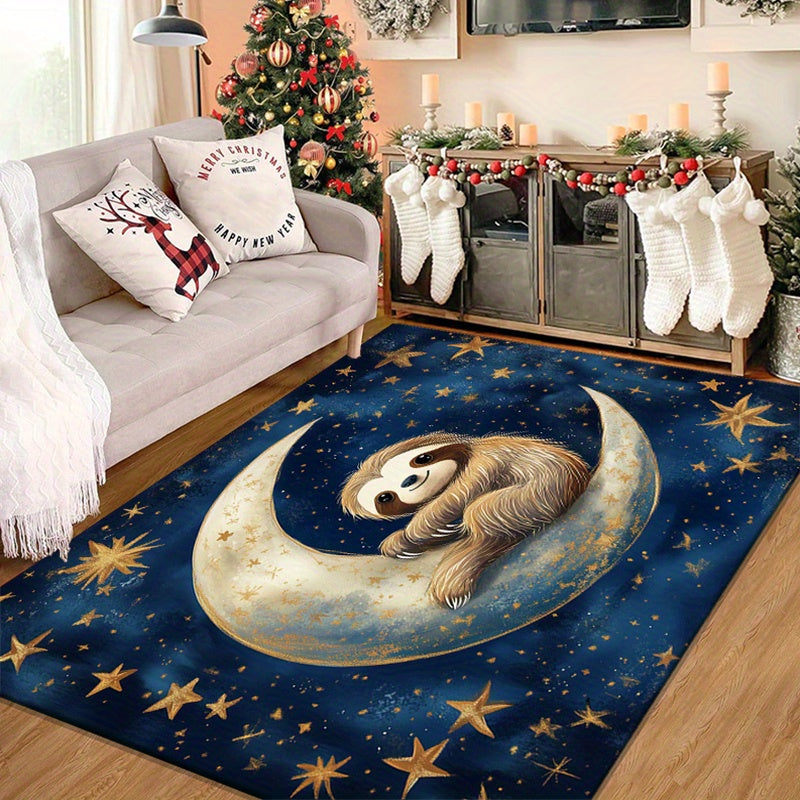 Sloth on the Moon Starry Sky Rug