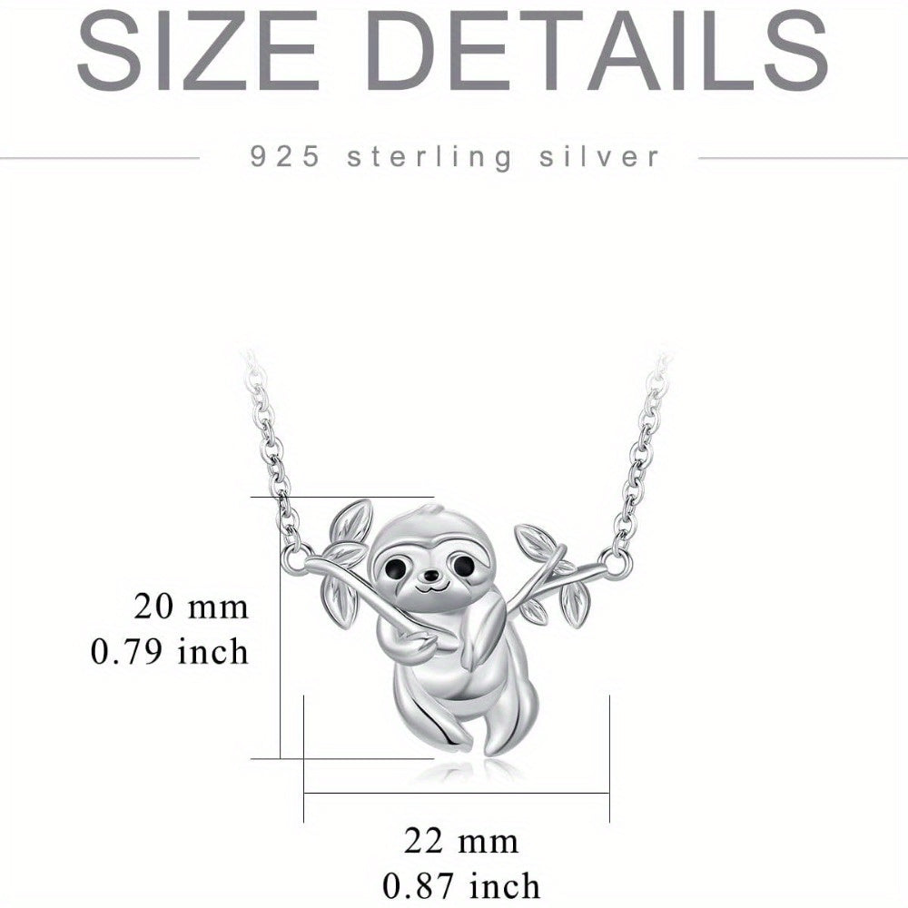 Sterling Silver Cute Sloth Necklace