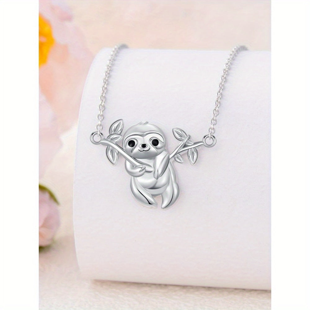 Sterling Silver Cute Sloth Necklace