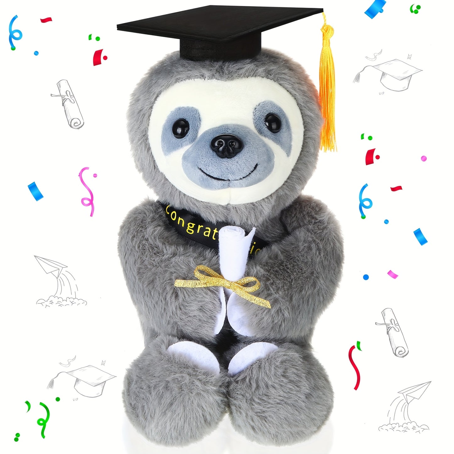 Graduation Sloth Plush Toy with Diploma & Tassel Cap