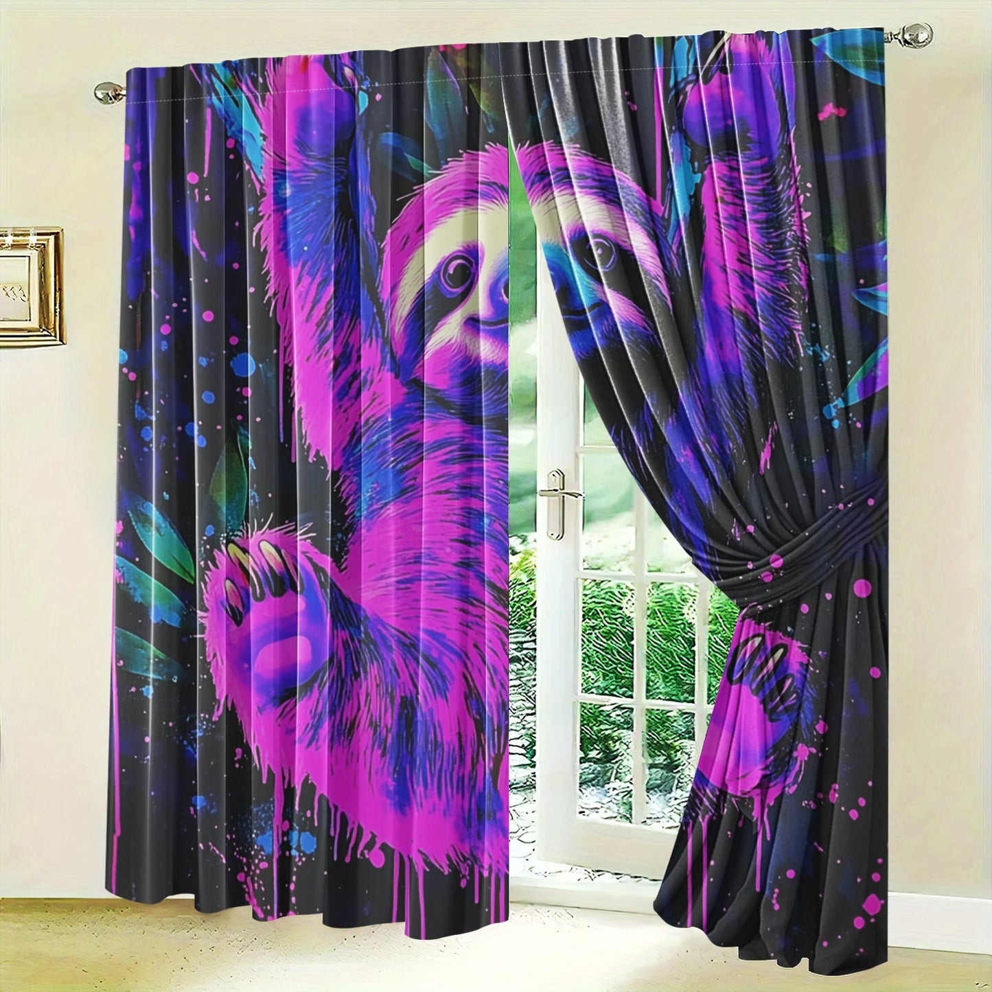 Sloth Graffiti Art Curtains
