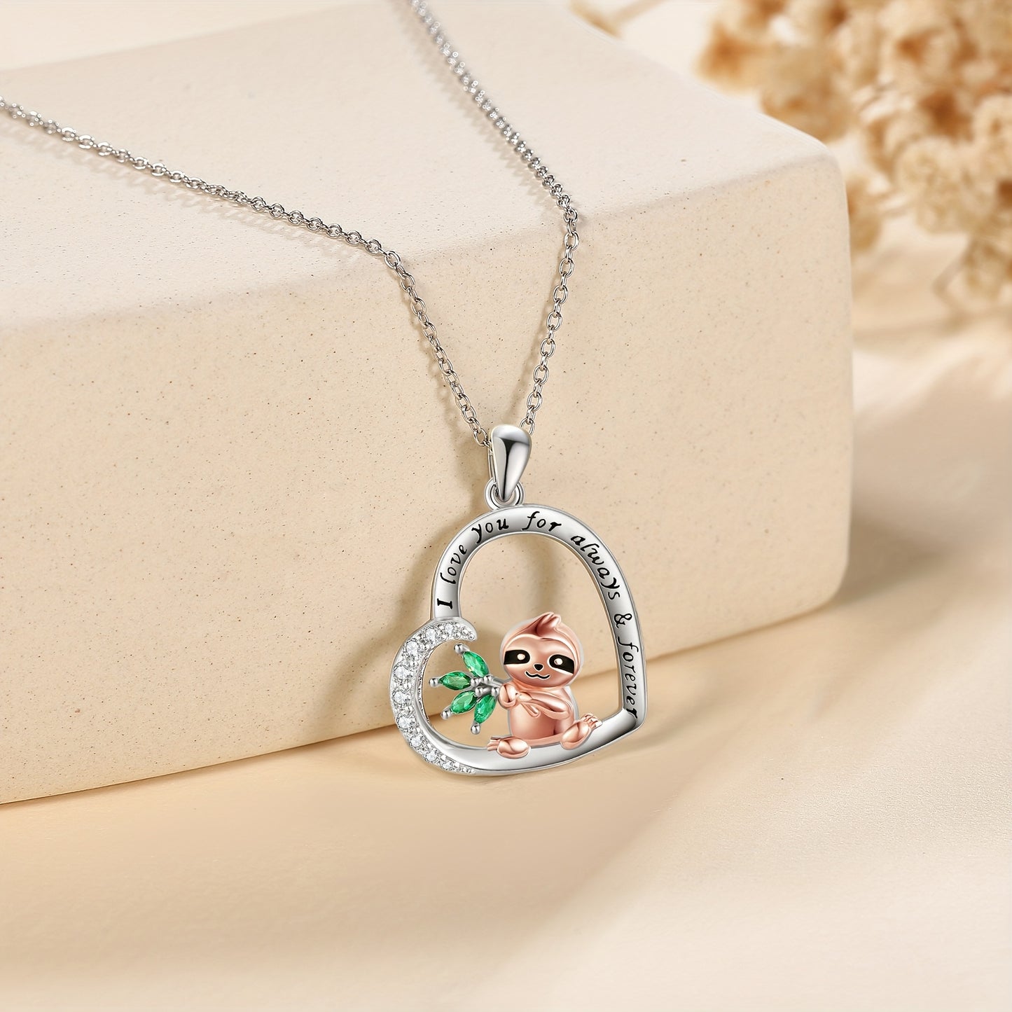 I Love You For Always & Forever Sloth Necklace