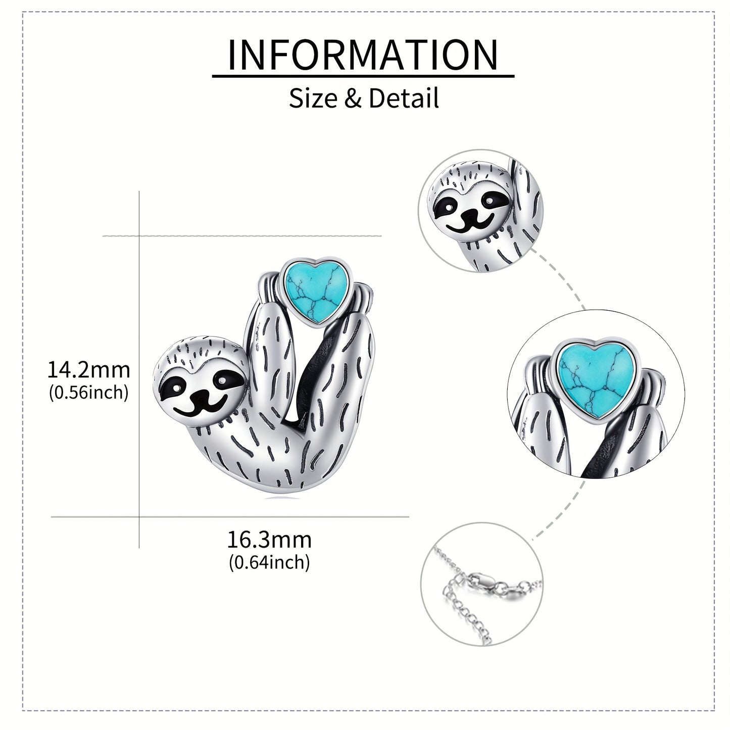 Sterling Silver Heart Sloth Necklace