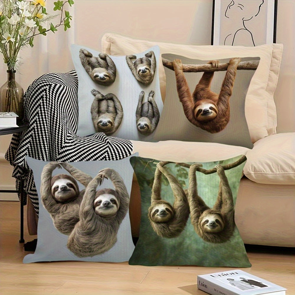 4 Piece Lazy Sloths Cushion Covers