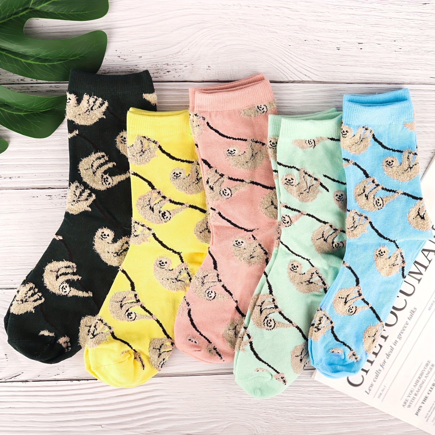 5 Pairs Sloth Socks