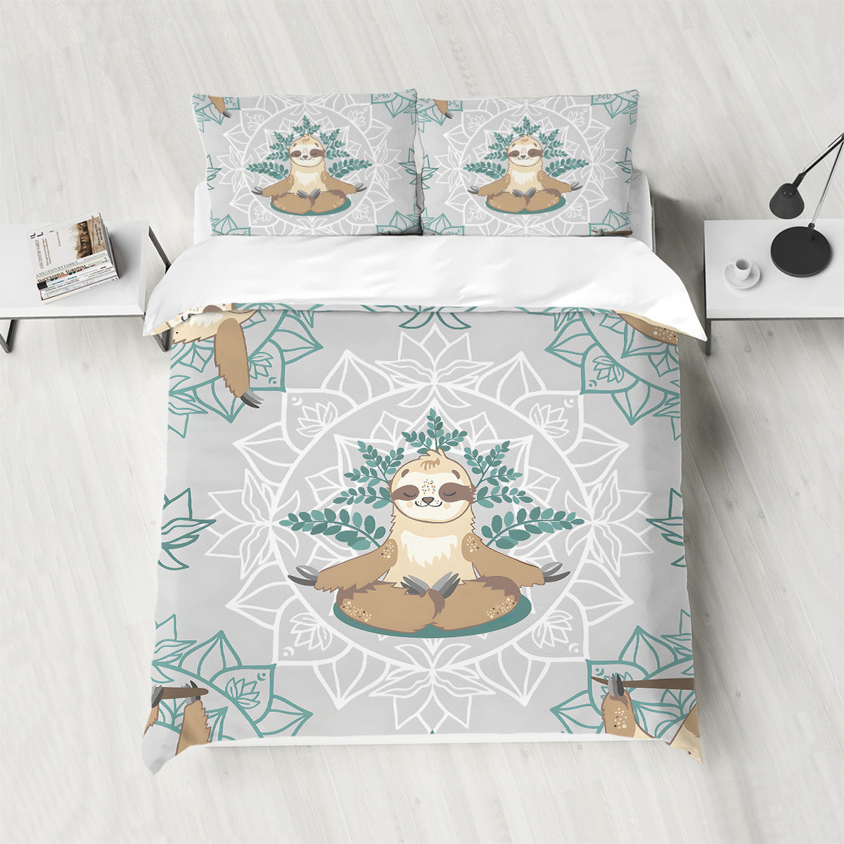 Yoga Sloth Mandala Duvet Cover Set