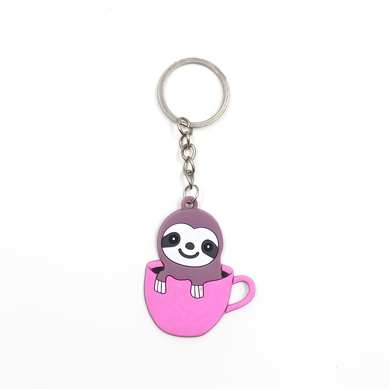 4 Piece PVC Sloth Keychain Set