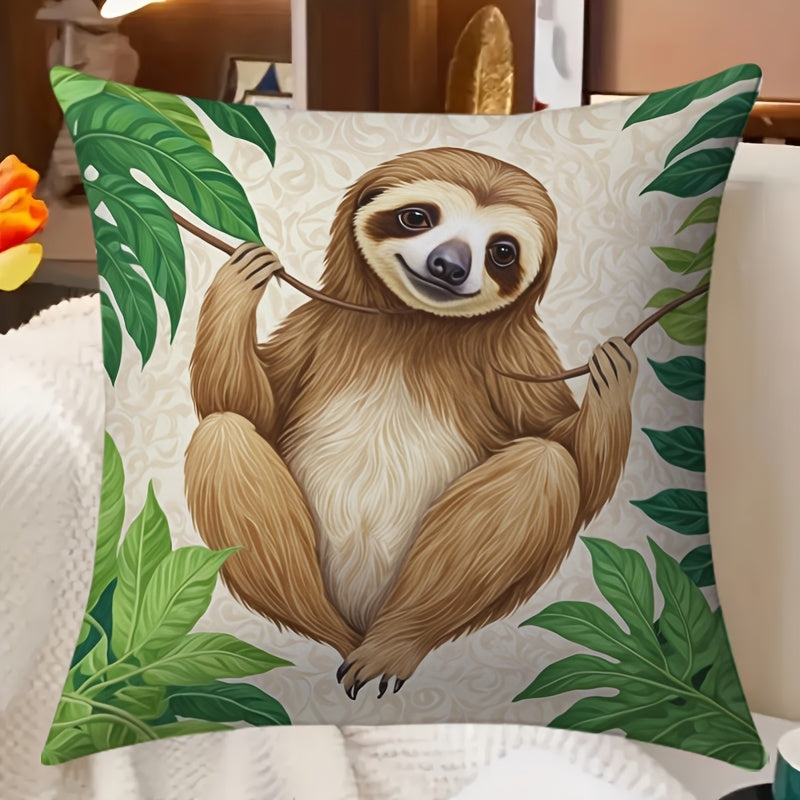 Sloth Print Pillow Cover