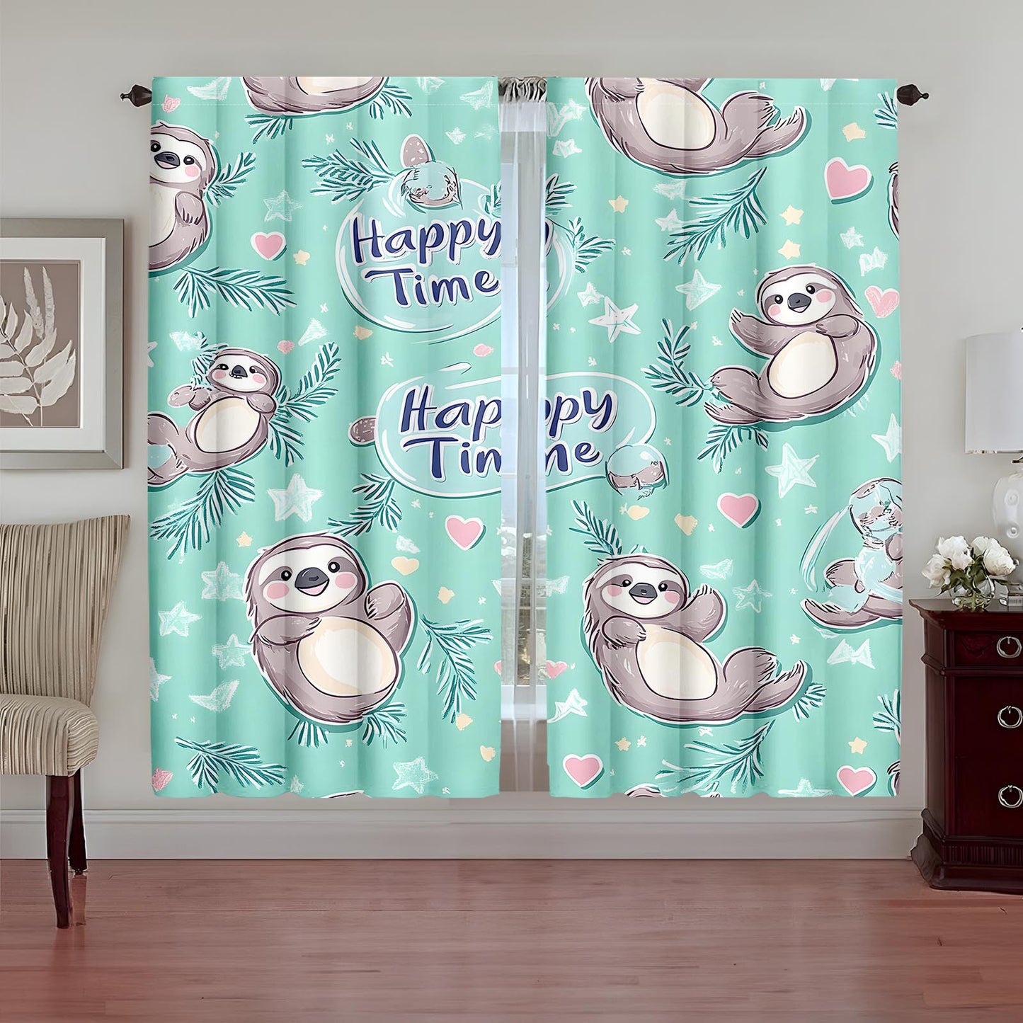 Happy Time Sloth Curtains