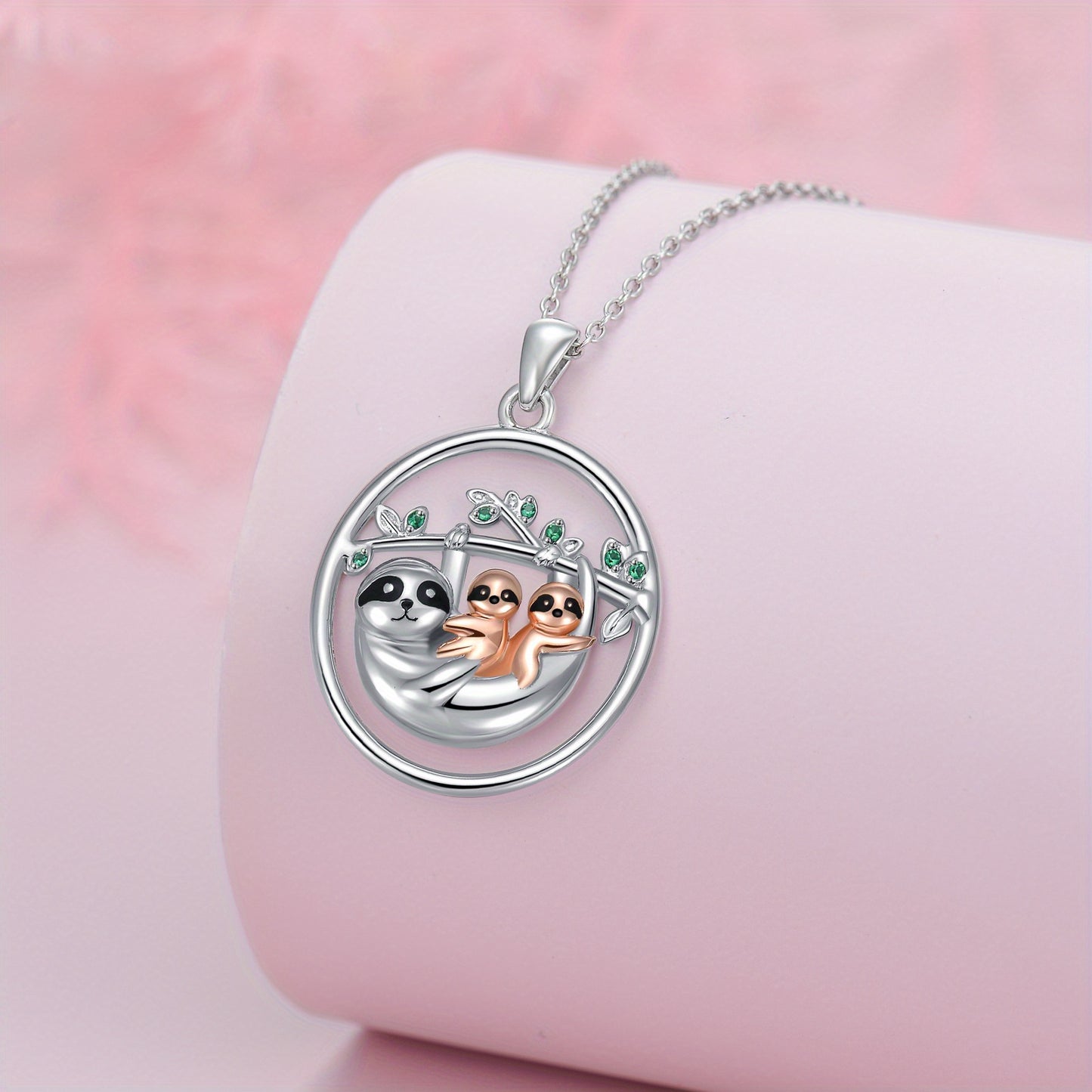 Sloth & Babies Sterling Silver Necklace