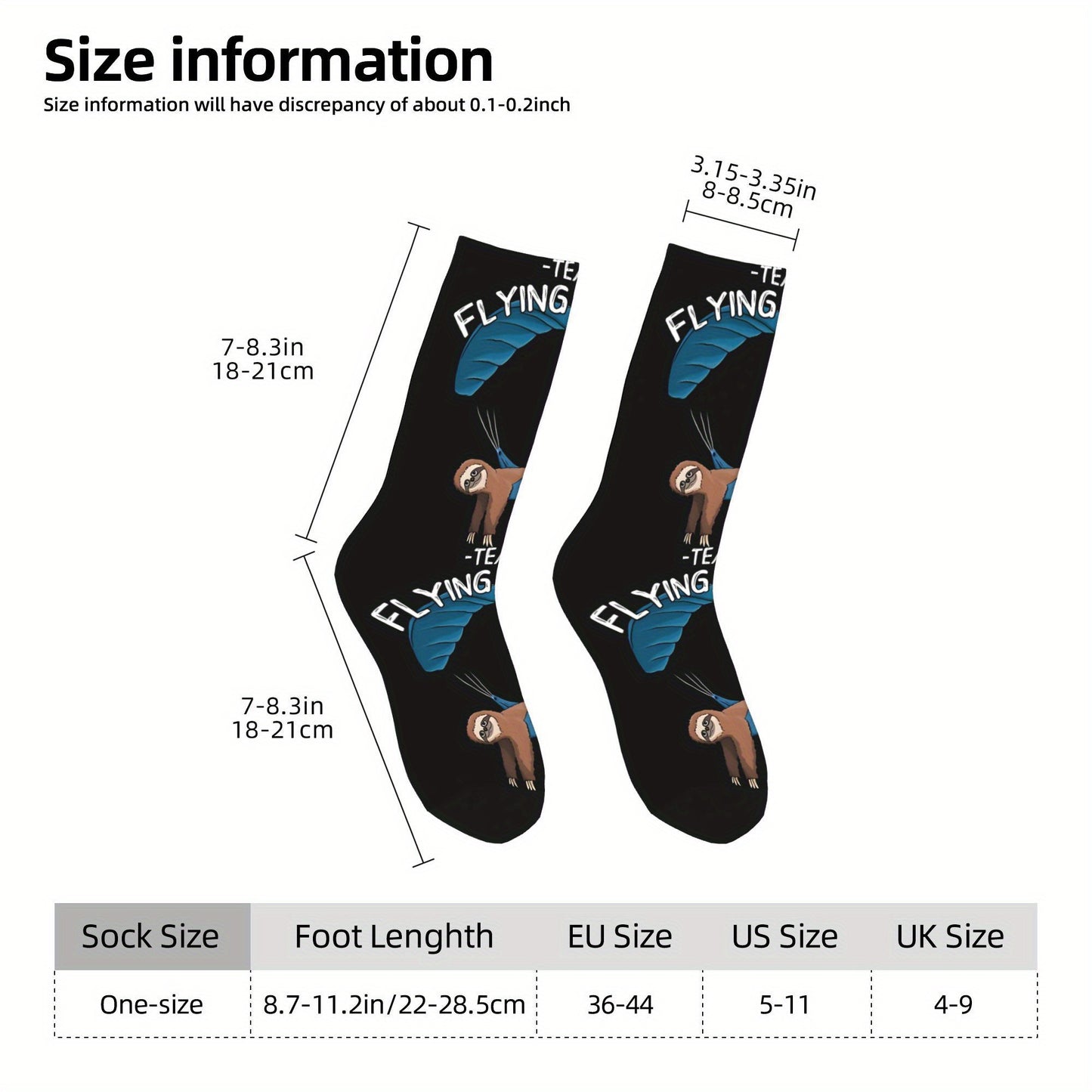 Paragliding Flying Sloth Mid- Crew Socks