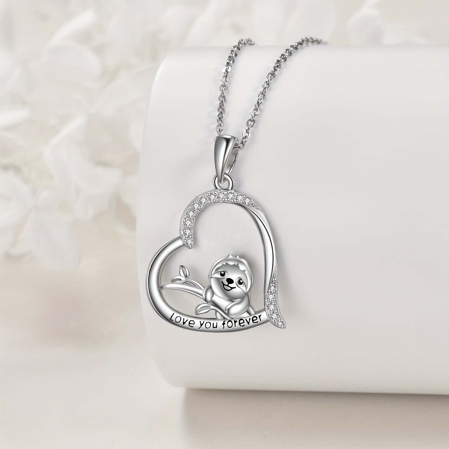 Love You Forever Sloth Heart Necklace