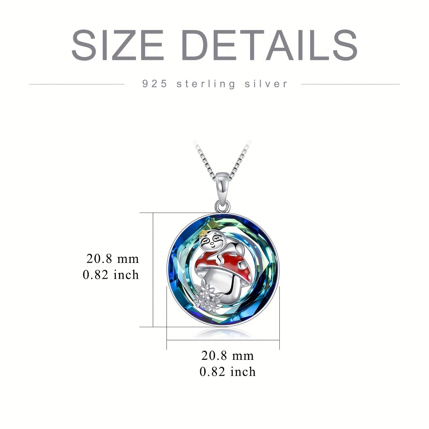 Sterling Silver Sloth on Mushroom Necklace