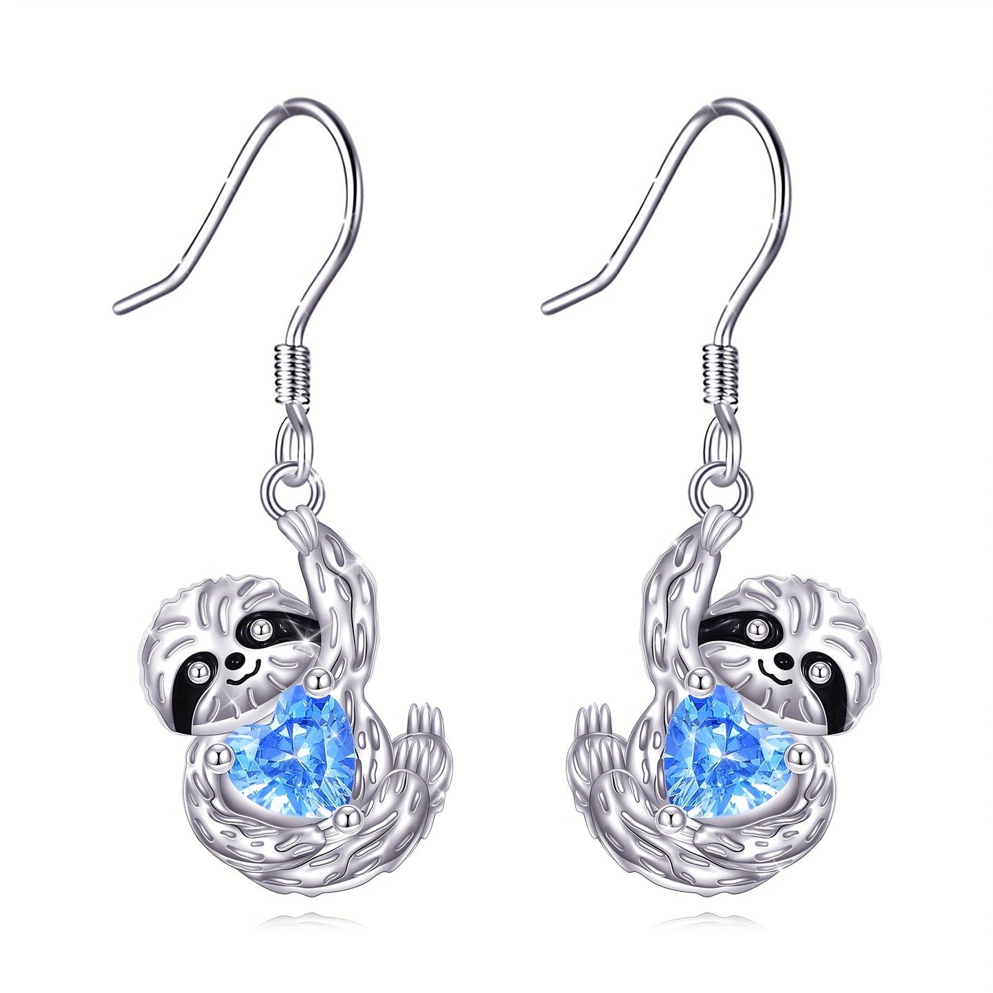 Sterling Silver Sloth Dangle Earrings