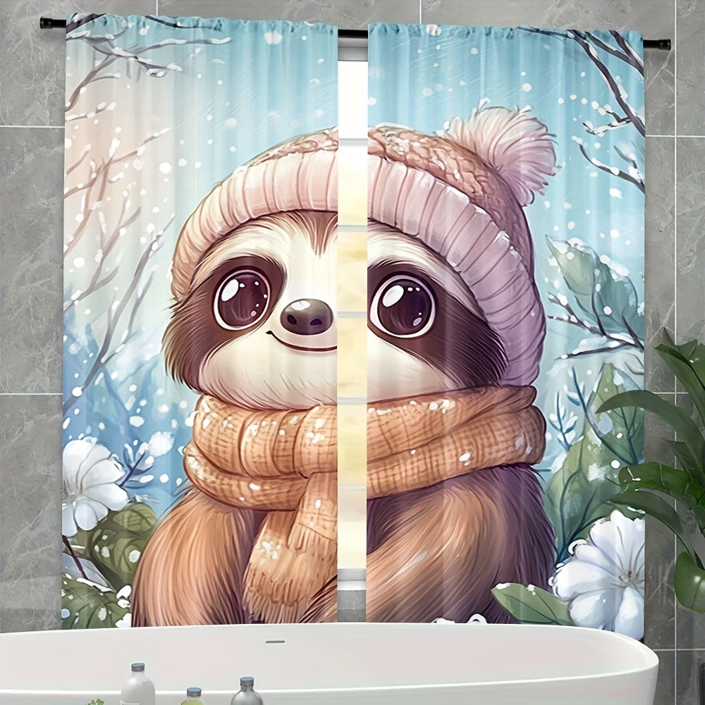 Cozy Winter Sloth Curtains