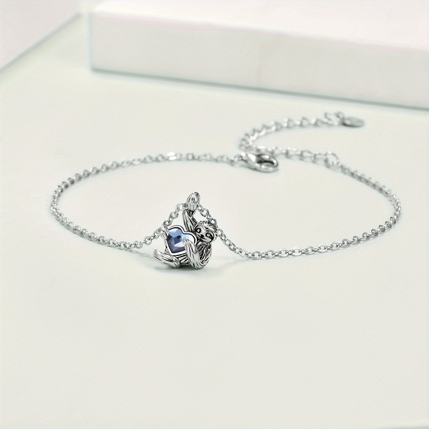 Sloth Heart Sterling Silver Bracelet