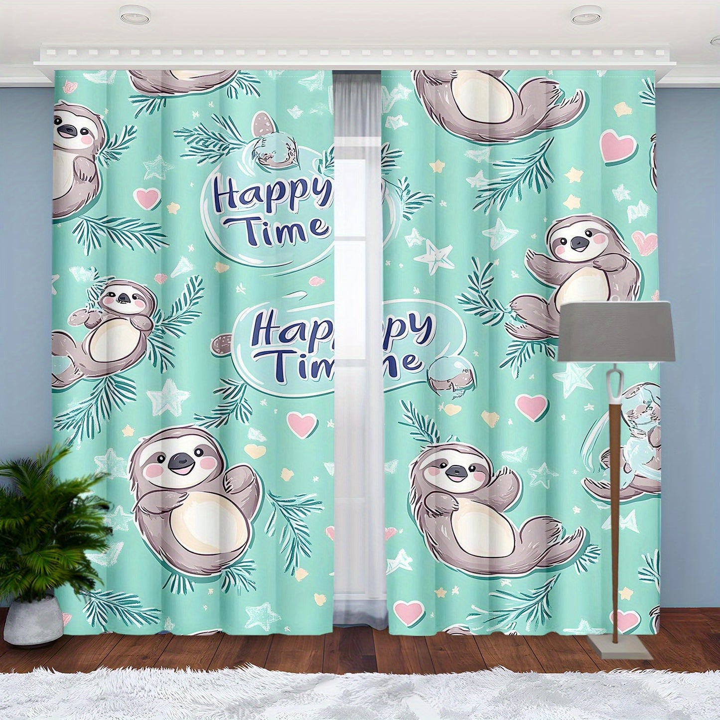 Happy Time Sloth Curtains
