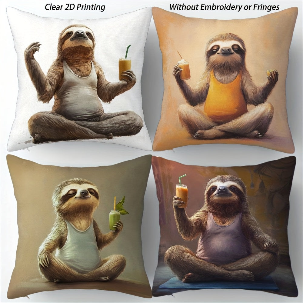 4 Piece Yoga Sloth Cushion Covers