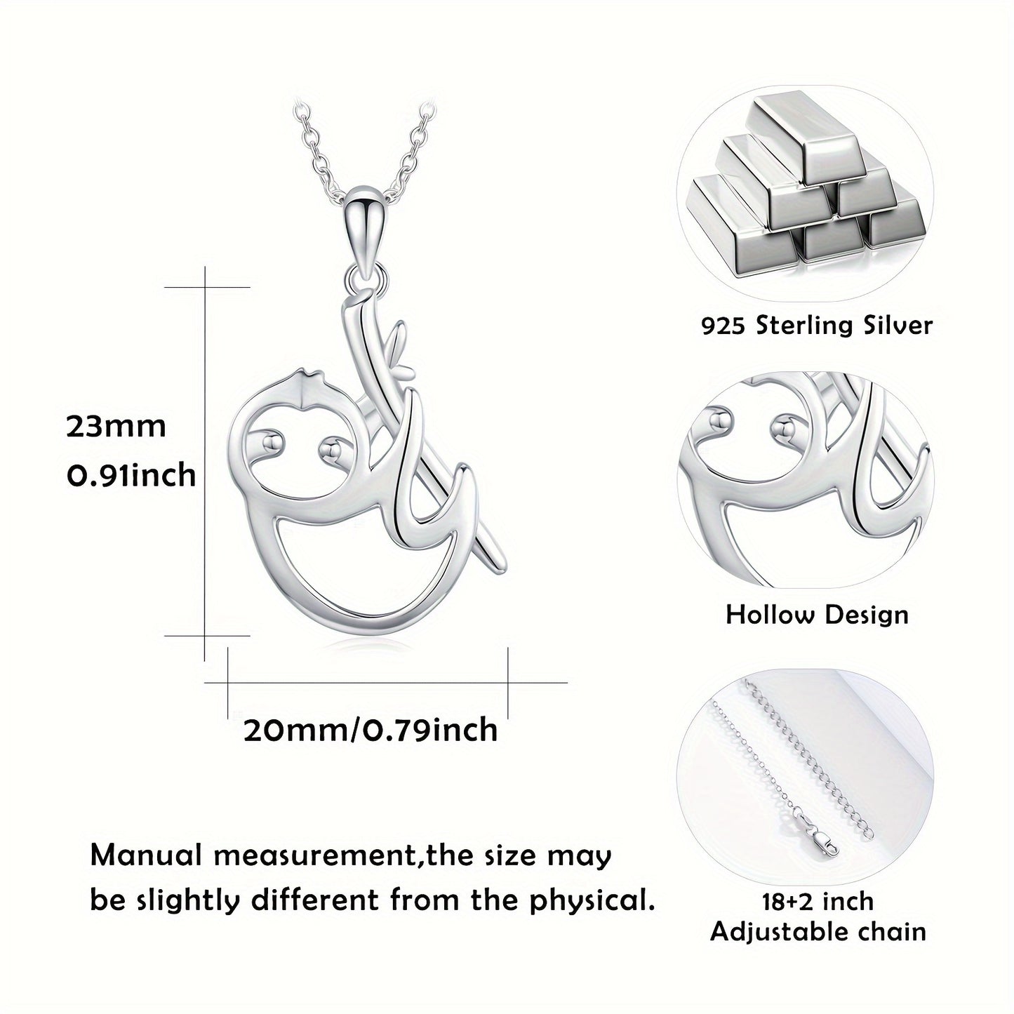 Sterling Silver Sloth Necklace