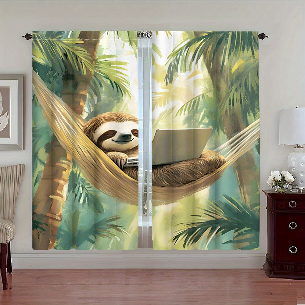 Sloth In Hammock Curtains