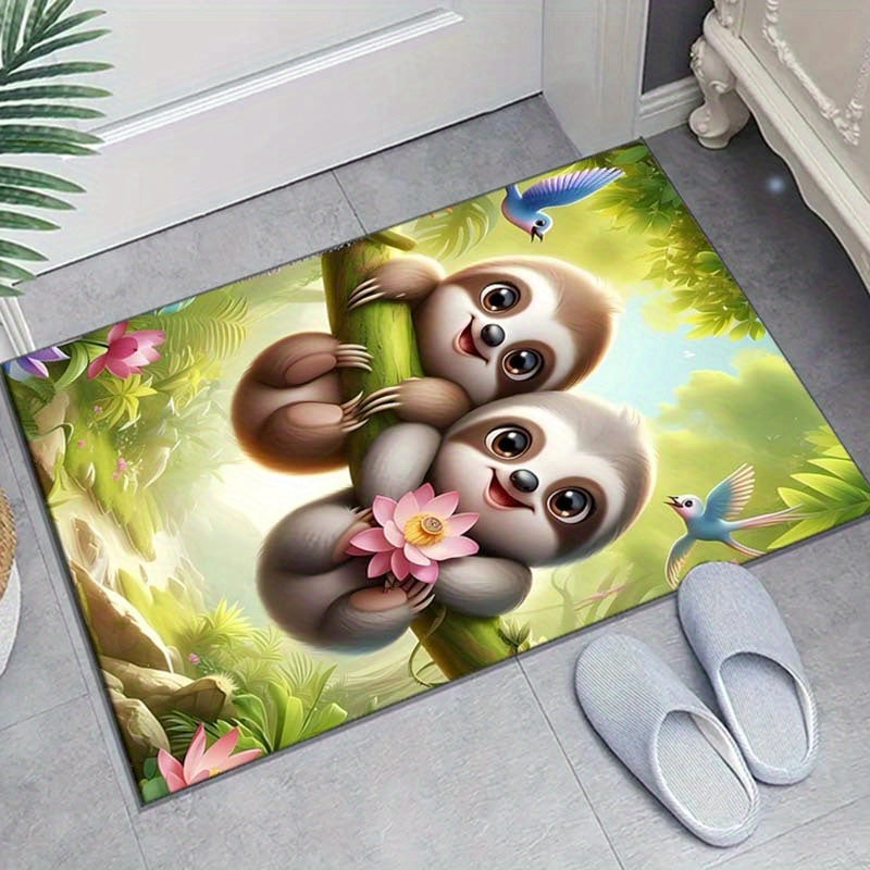 Two Baby Sloths Design On Rug