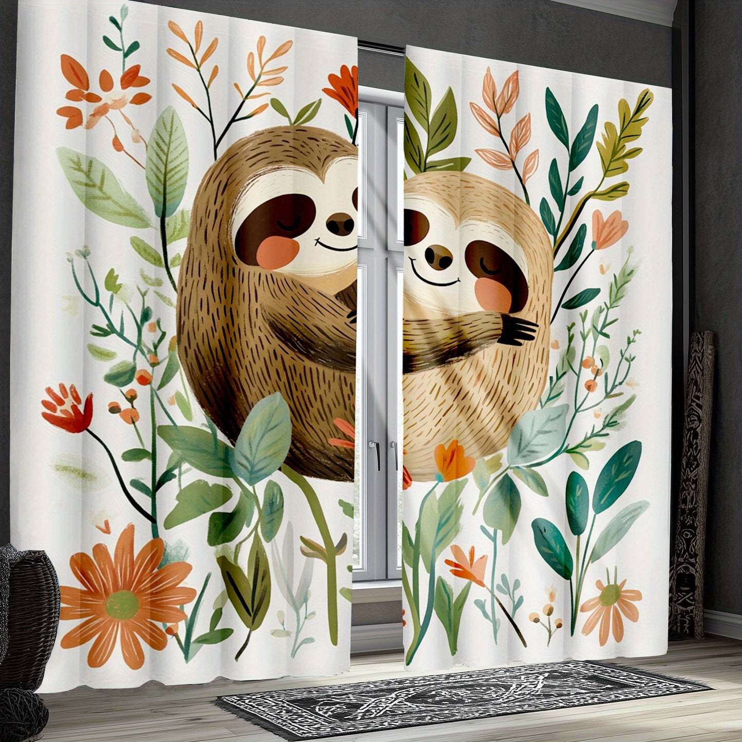 Sloth Print Curtains