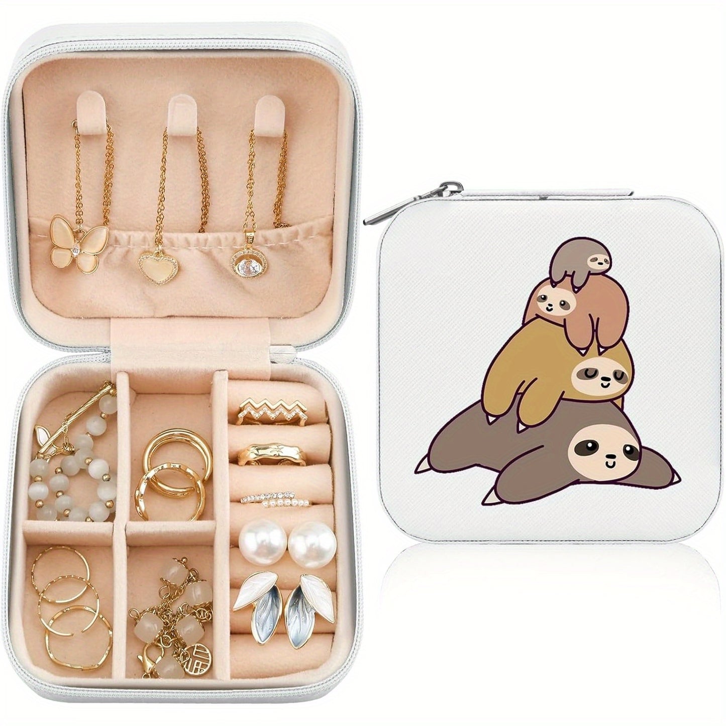 Jewelry Box with Cute Sloth Pattern Design