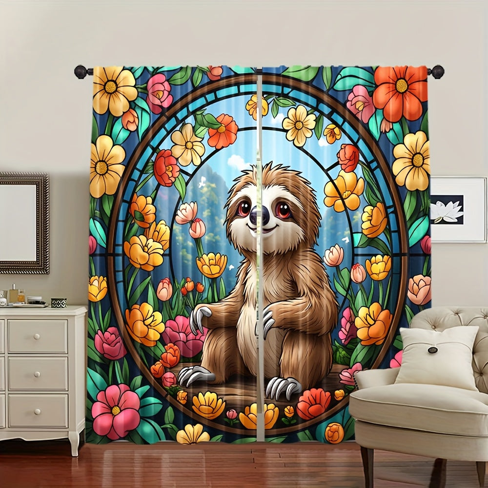 Sloth-Themed Light Filtering Curtains