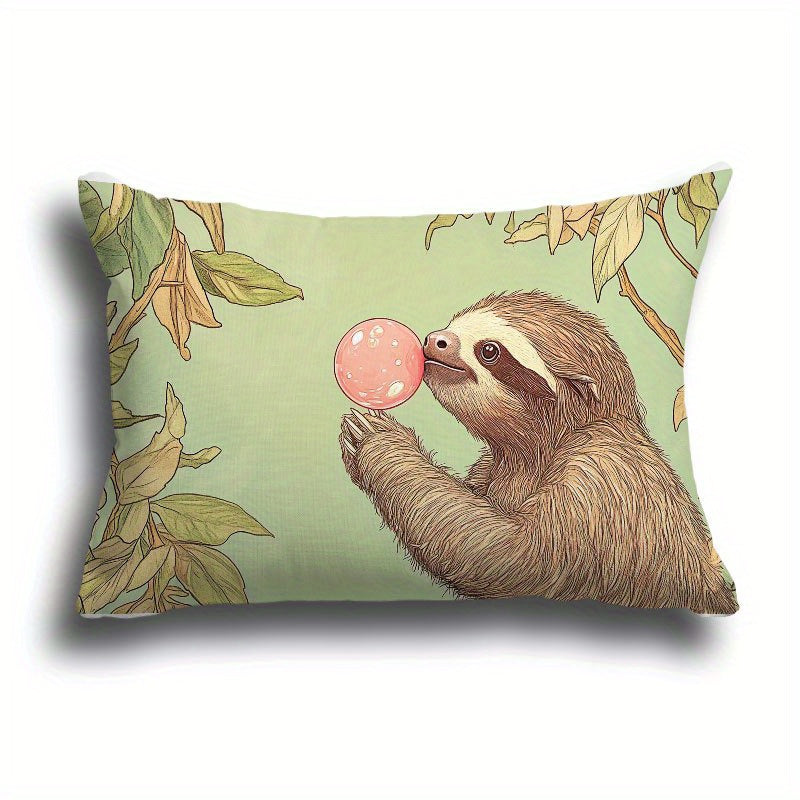 Sloth Blowing Pink Bubble Gum Cushion Cover
