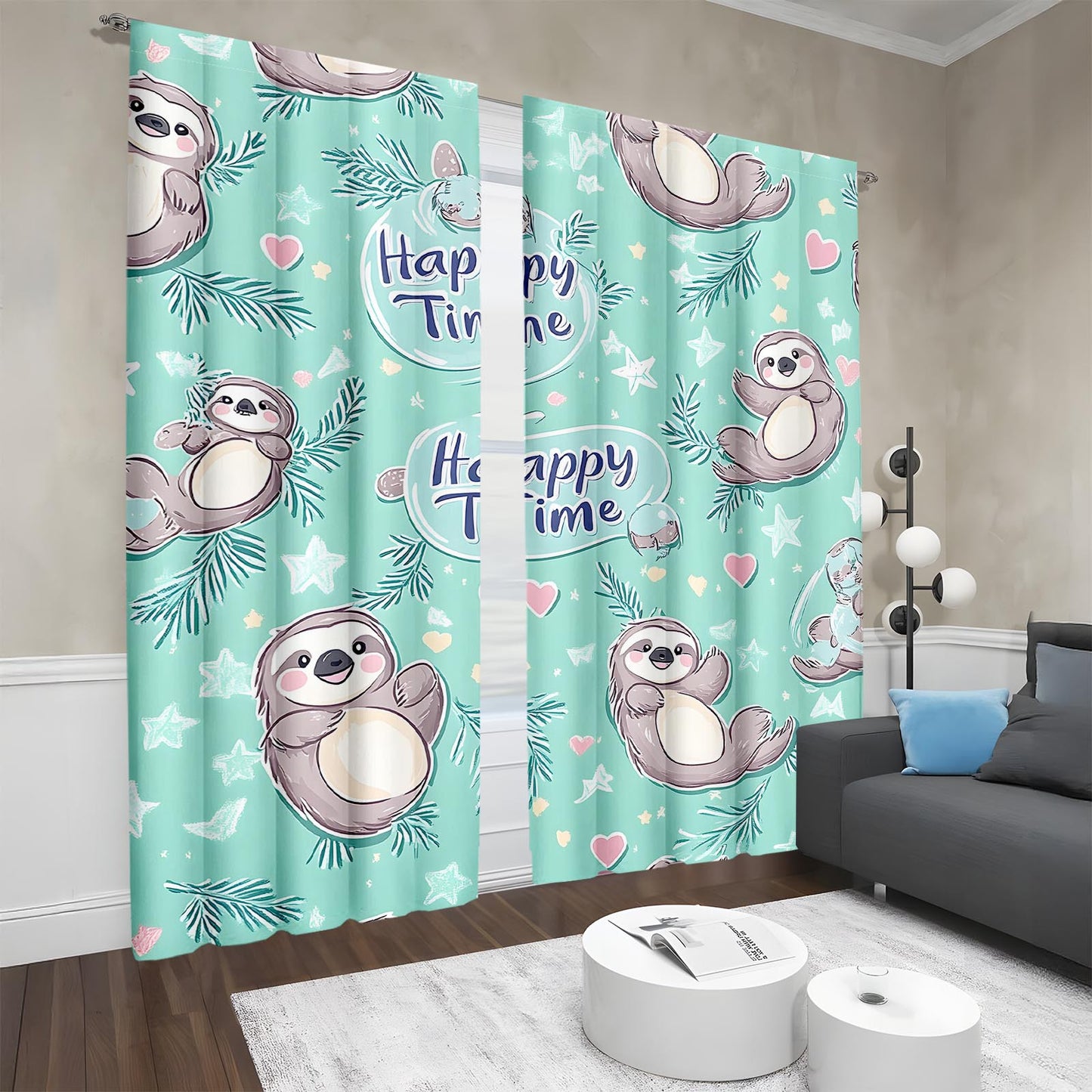 Happy Time Sloth Curtains