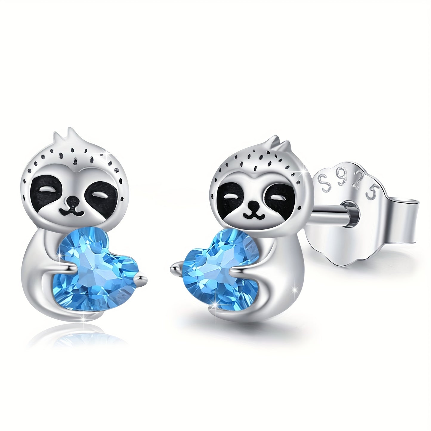 Sterling Silver Sloth Stud Earrings