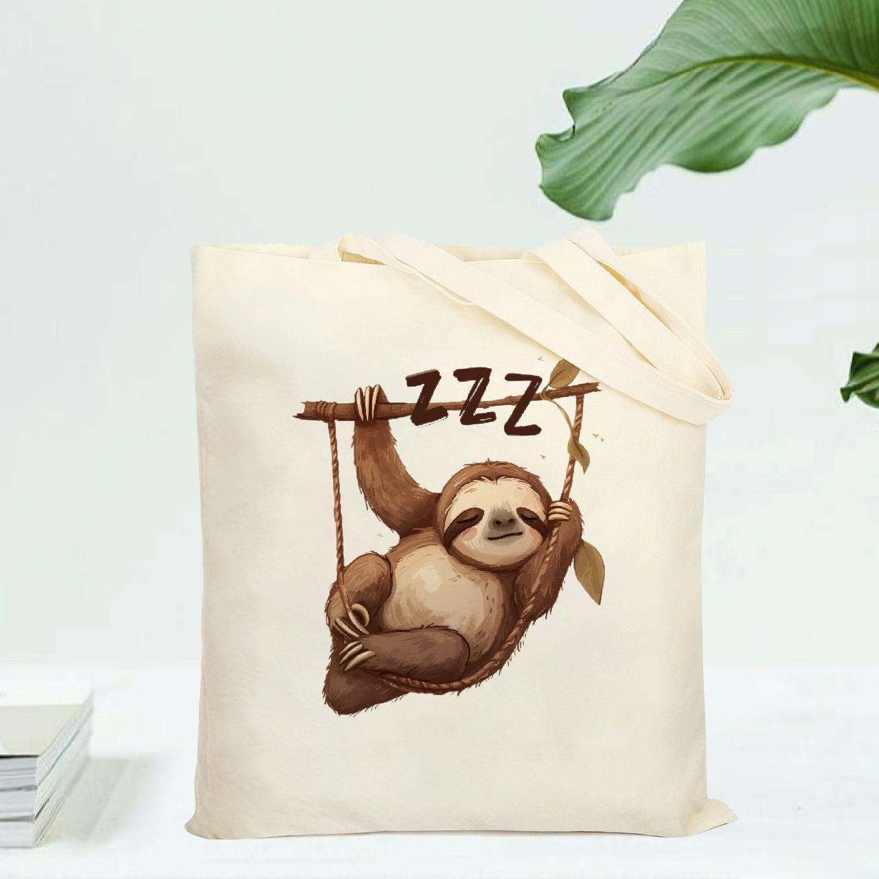 Sleepy Sloth Canvas Tote Bag