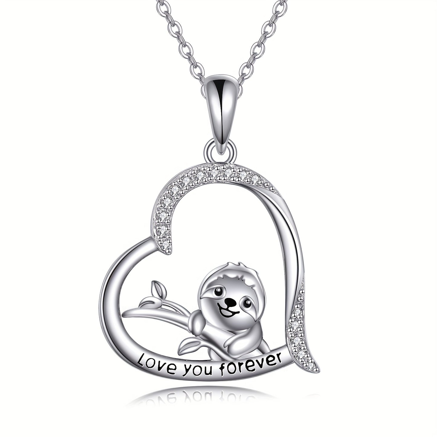 Love You Forever Sloth Heart Necklace