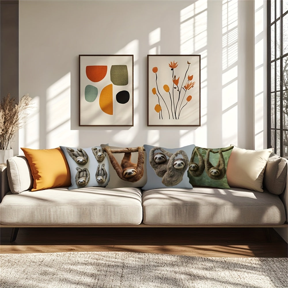 4 Piece Lazy Sloths Cushion Covers