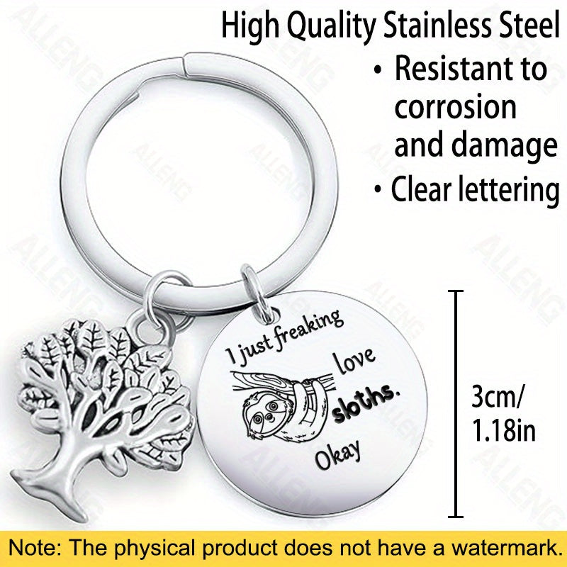 Sloth Keychain with Tree of Life Pendant