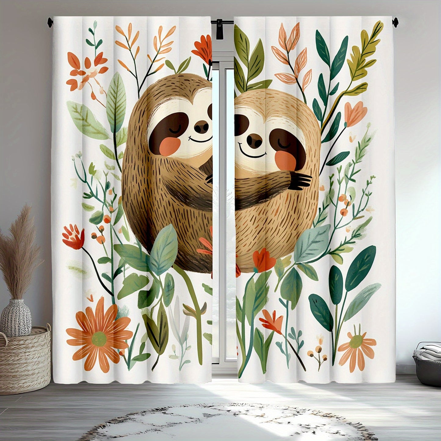 Sloth Print Curtains