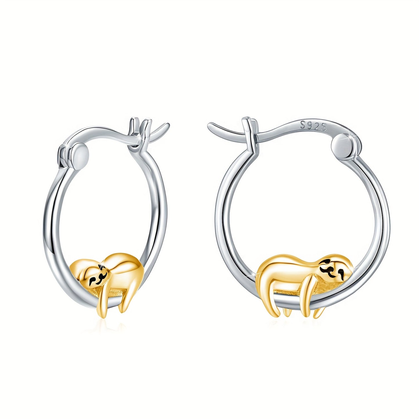 Sterling Silver Sloth Hoop Earrings