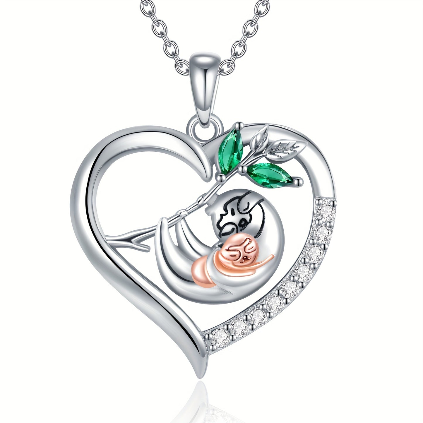 Mother & Baby Sloth Heart Necklace